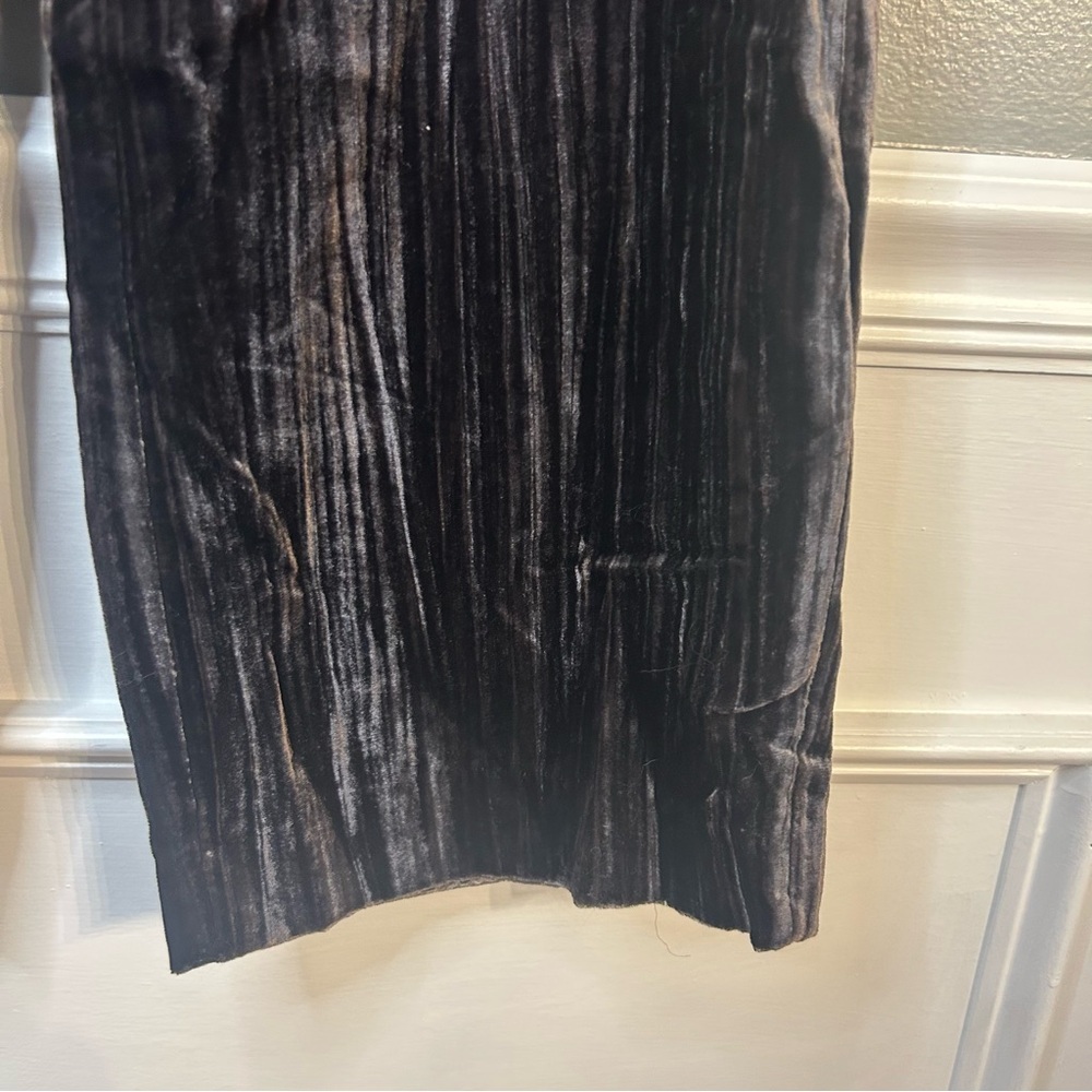 Zara Women’s Gray Pleated Crushed Velvet High Waisted Wide Leg Pants, Sz Medium - Picture 8 of 14
